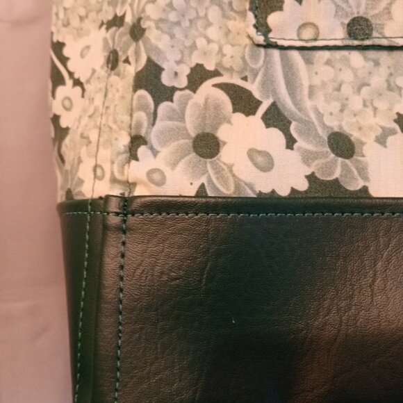 New Fall Floral Tote Shopper shoulder Bag Green White Double handle Carryall - Picture 10 of 12